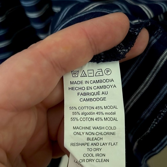 Women’s Michael Kors Stripe Top, Bell Sleeves, Large, Blue - Picture 5 of 6